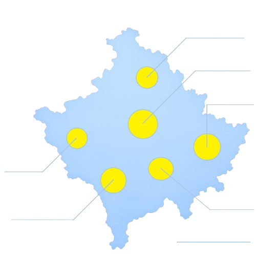 Hartë e Kosovës me qytetet kryesore të rrjetit IMEX